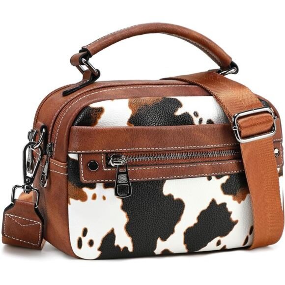 Crossbody Bags Vegan Leather with Wide Strap Cow - Picture 1 of 7